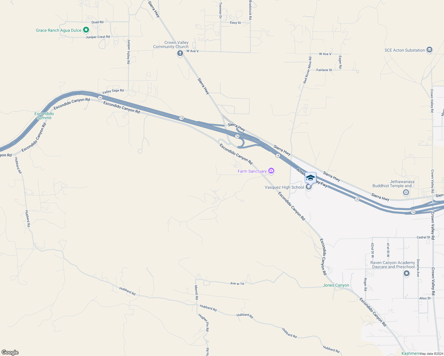 map of restaurants, bars, coffee shops, grocery stores, and more near Hisey Ranch Road in Los Angeles County