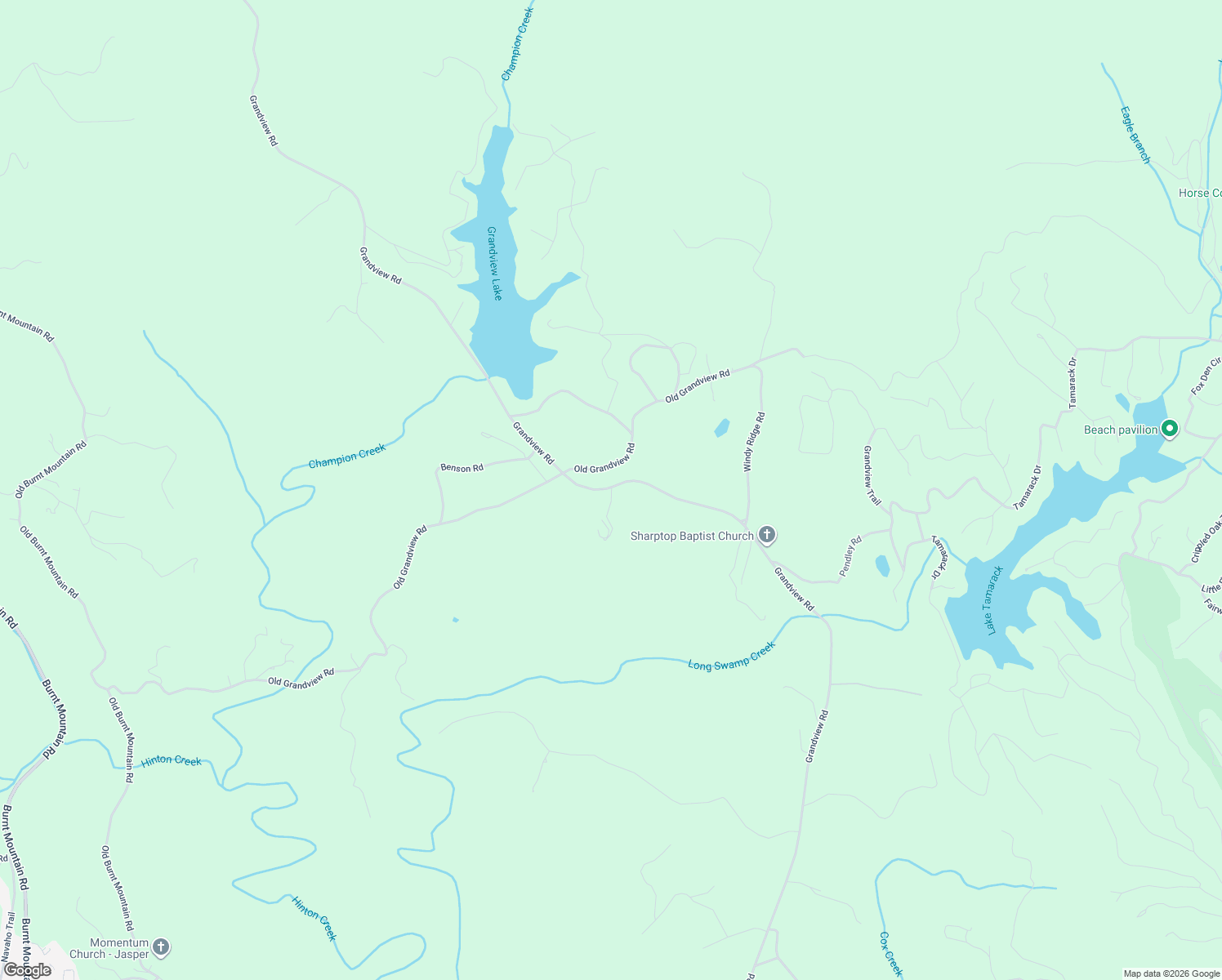 map of restaurants, bars, coffee shops, grocery stores, and more near 2501 Grandview Road in Jasper