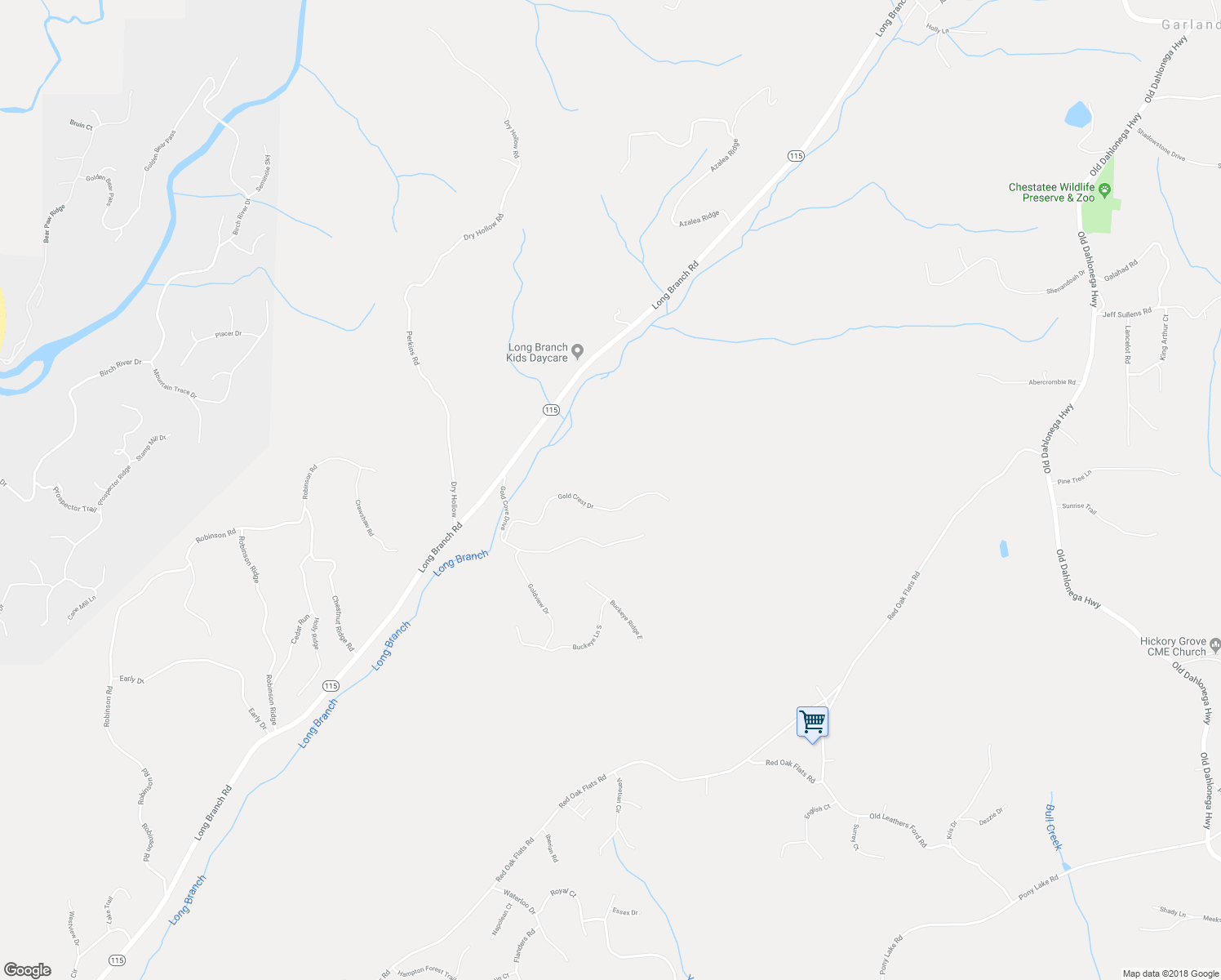 map of restaurants, bars, coffee shops, grocery stores, and more near 419 Gold Crest Drive in Dahlonega