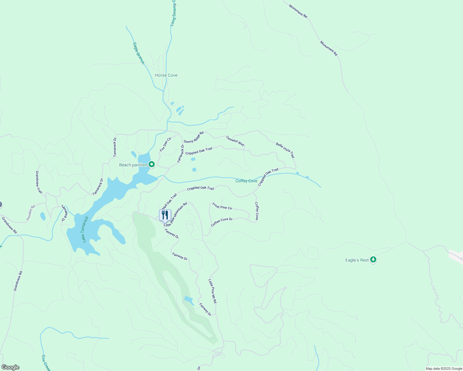 map of restaurants, bars, coffee shops, grocery stores, and more near 3118 Crippled Oak Trail in Big Canoe