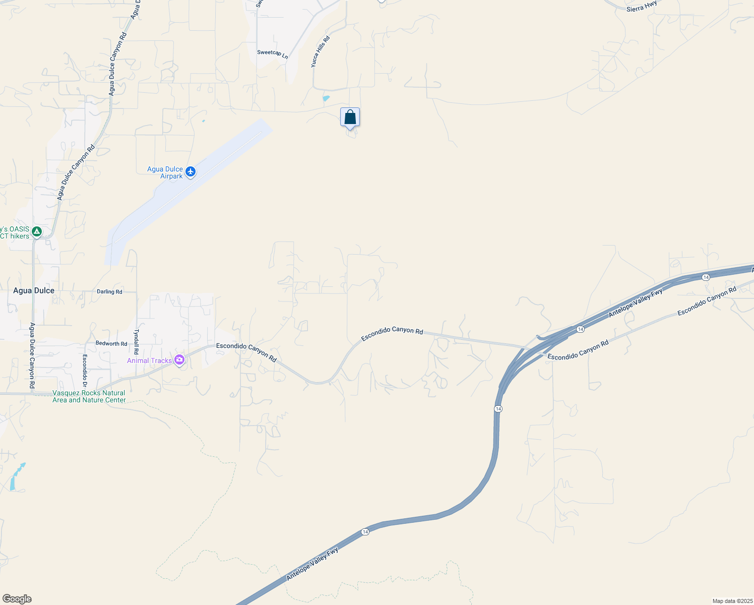 map of restaurants, bars, coffee shops, grocery stores, and more near 33630 Shallow Creek Road in Agua Dulce