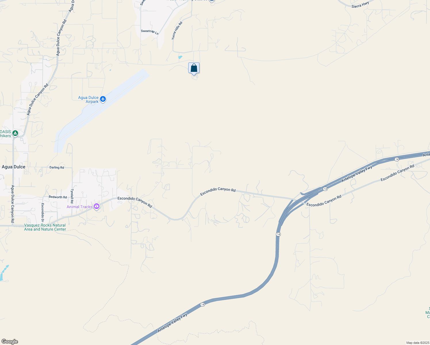 map of restaurants, bars, coffee shops, grocery stores, and more near 33630 Shallow Creek Road in Agua Dulce