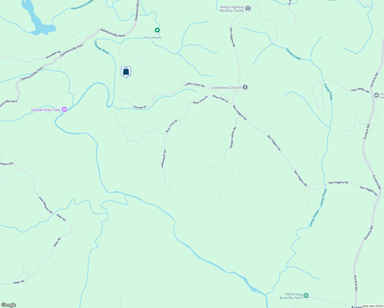 map of restaurants, bars, coffee shops, grocery stores, and more near 350 Brookwoods Lane in Dahlonega