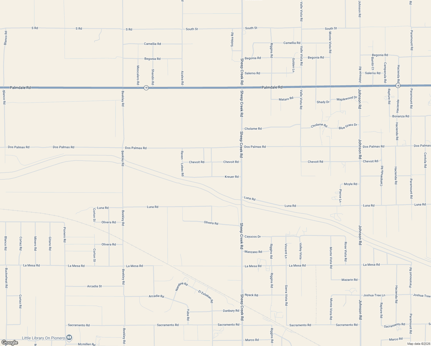 map of restaurants, bars, coffee shops, grocery stores, and more near 3938 Kreuer Road in Phelan