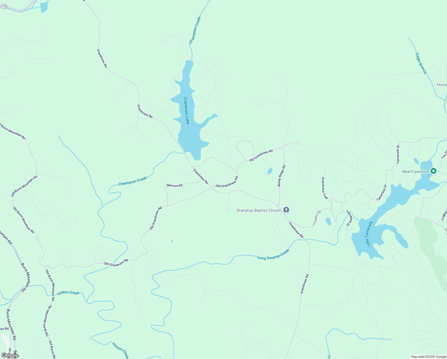 map of restaurants, bars, coffee shops, grocery stores, and more near 2033 Old Grandview Road in Jasper