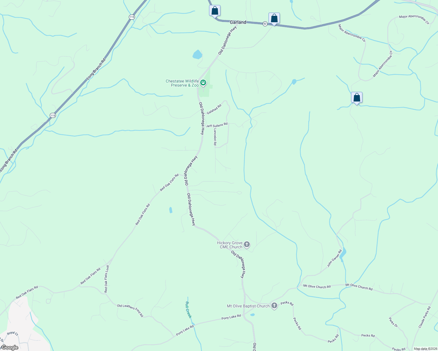 map of restaurants, bars, coffee shops, grocery stores, and more near 393 Lancelot Rd in Dahlonega