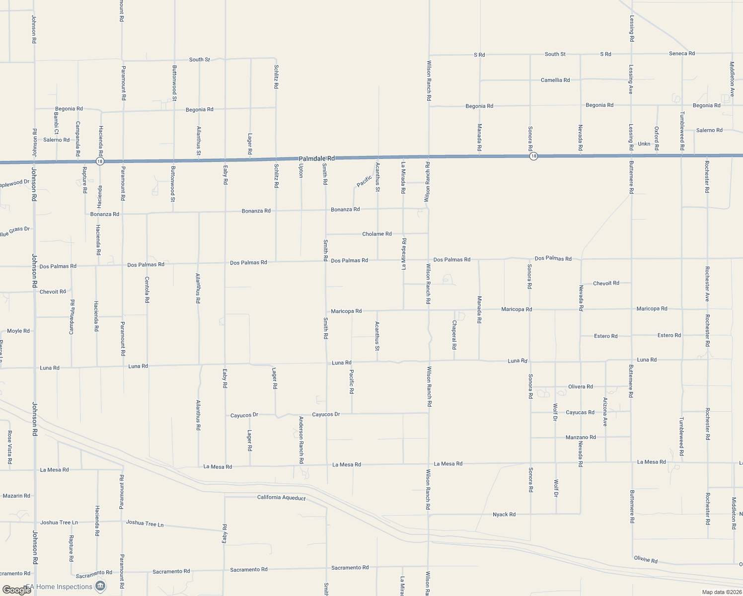 map of restaurants, bars, coffee shops, grocery stores, and more near 6288 Maricopa Road in Phelan