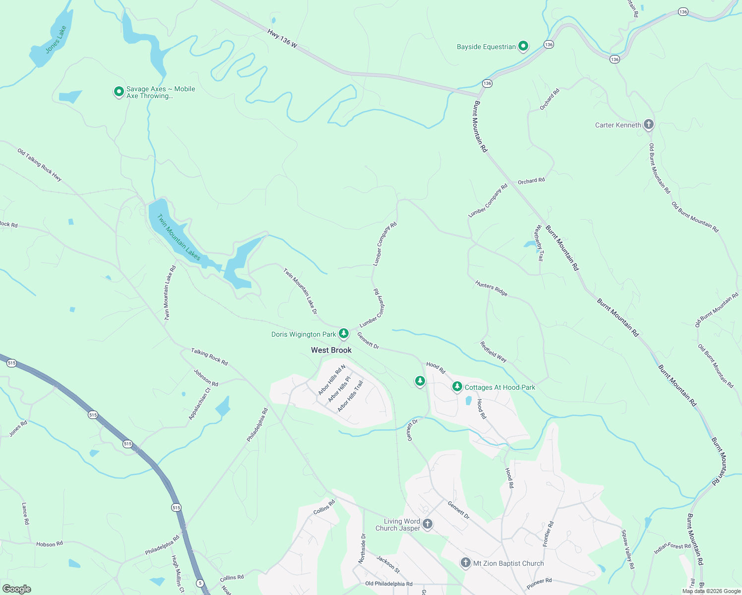map of restaurants, bars, coffee shops, grocery stores, and more near 887 Lumber Company Road in Talking Rock