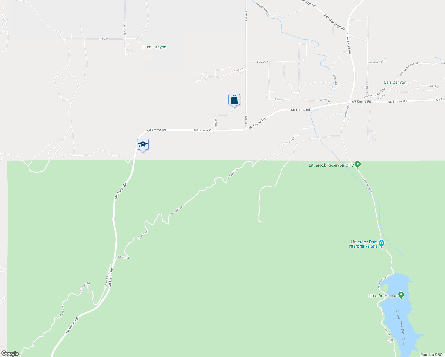 map of restaurants, bars, coffee shops, grocery stores, and more near B P and L Road in Palmdale