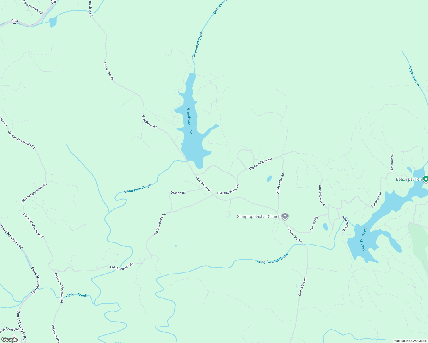 map of restaurants, bars, coffee shops, grocery stores, and more near 192 Lower Grandview Road in Jasper