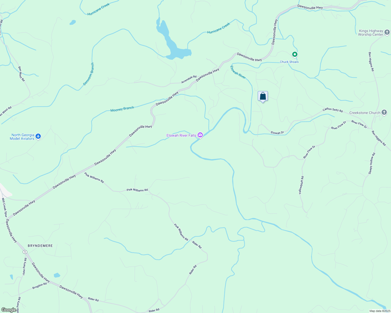map of restaurants, bars, coffee shops, grocery stores, and more near 0 Pink Williams Road in Dawsonville
