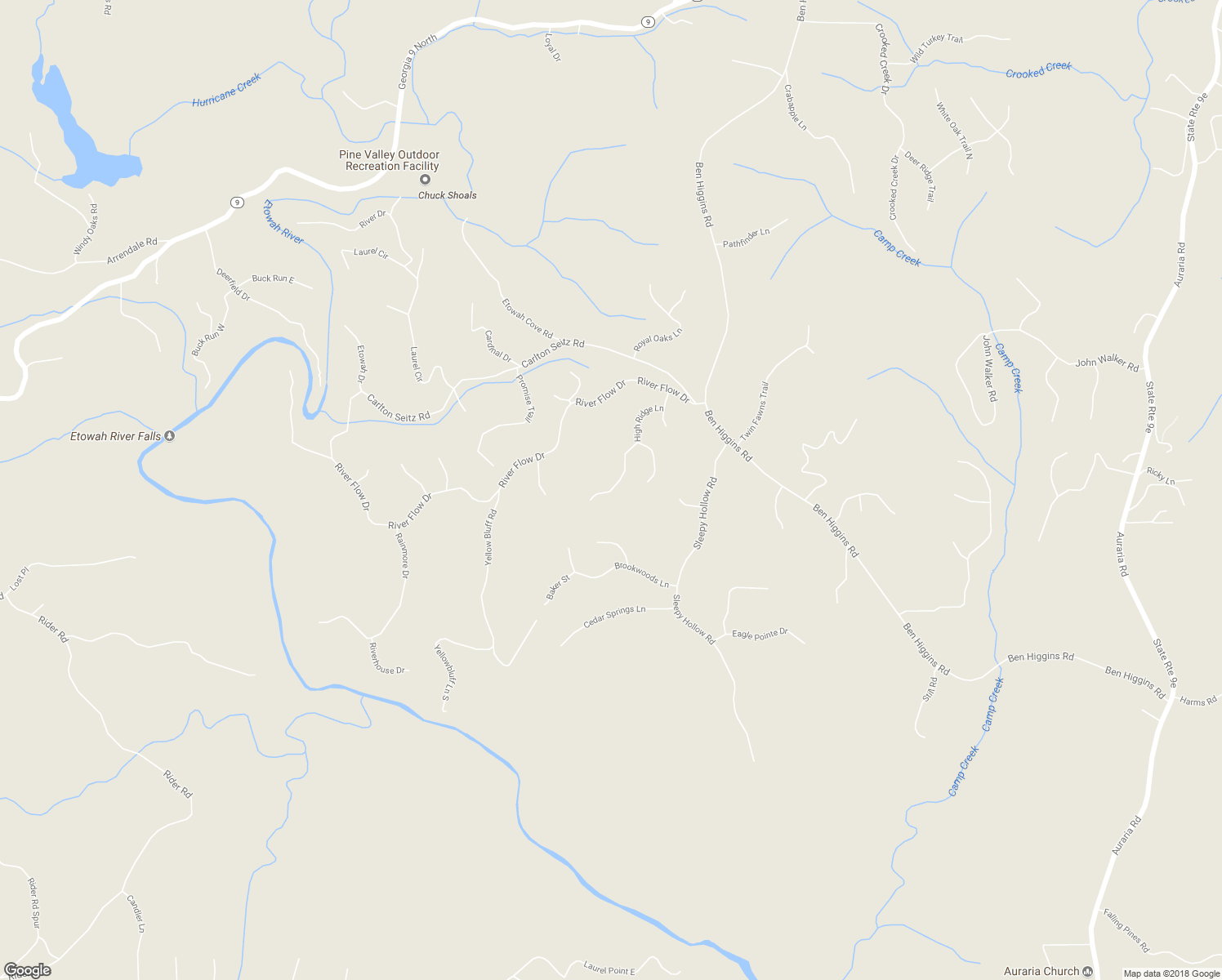 map of restaurants, bars, coffee shops, grocery stores, and more near 402 High Ridge Lane in Dahlonega