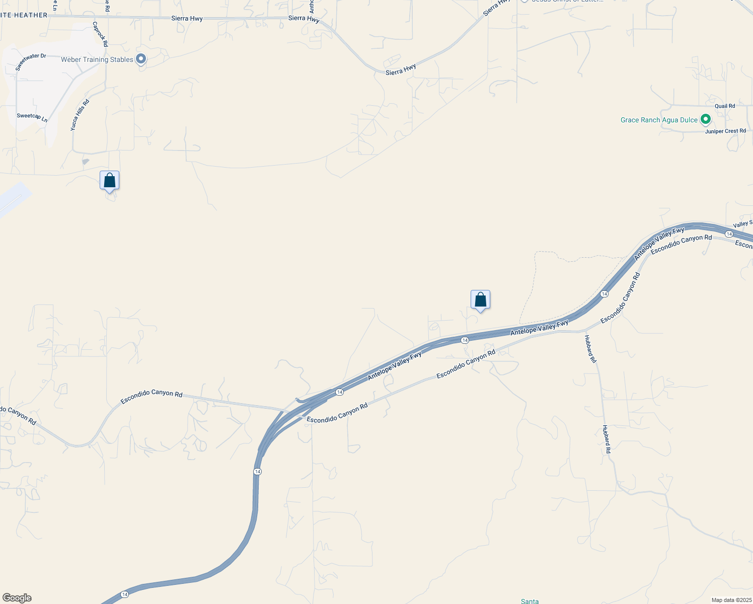 map of restaurants, bars, coffee shops, grocery stores, and more near Valley Sage Road in Agua Dulce