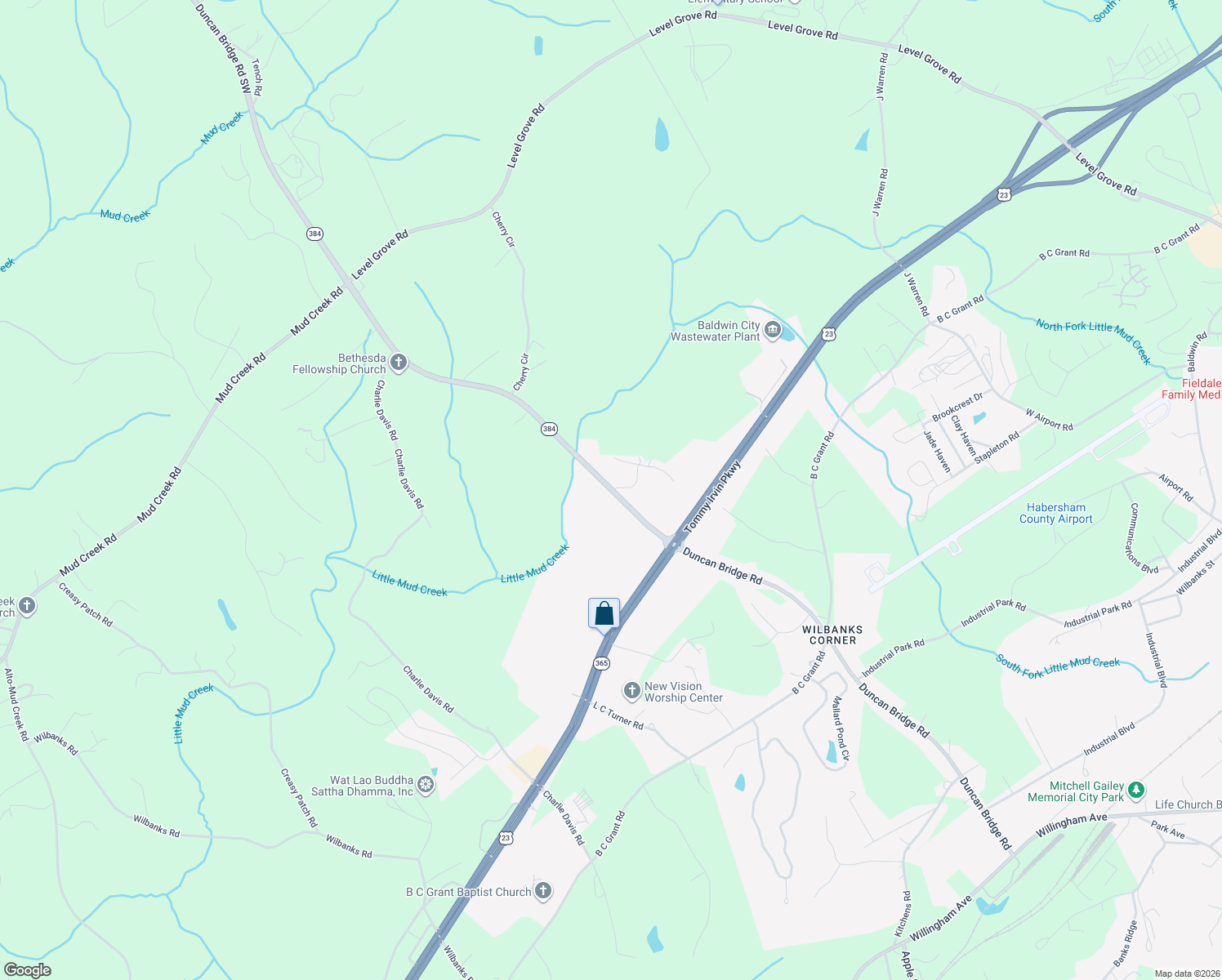 map of restaurants, bars, coffee shops, grocery stores, and more near 275 Hubert Harris in Cornelia