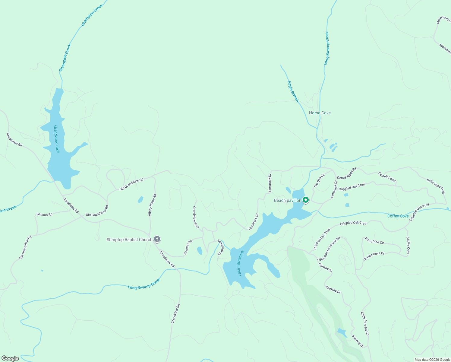 map of restaurants, bars, coffee shops, grocery stores, and more near 176 South View Trail in Jasper