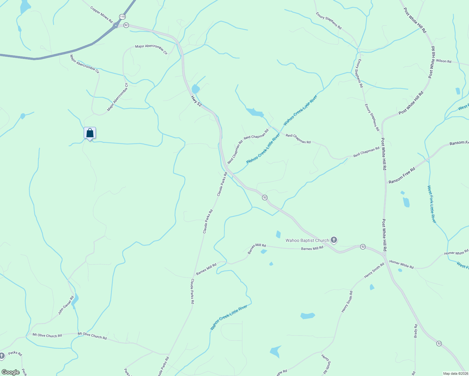 map of restaurants, bars, coffee shops, grocery stores, and more near 115 Claude Parks Road in Murrayville