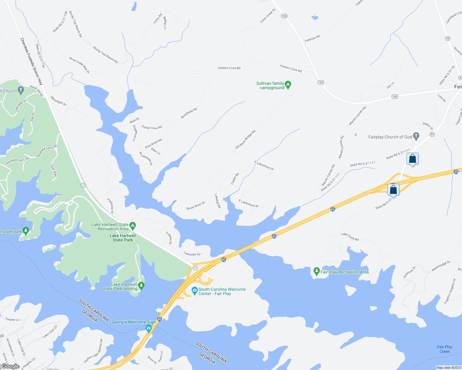 map of restaurants, bars, coffee shops, grocery stores, and more near 255 Capps Road in Fair Play