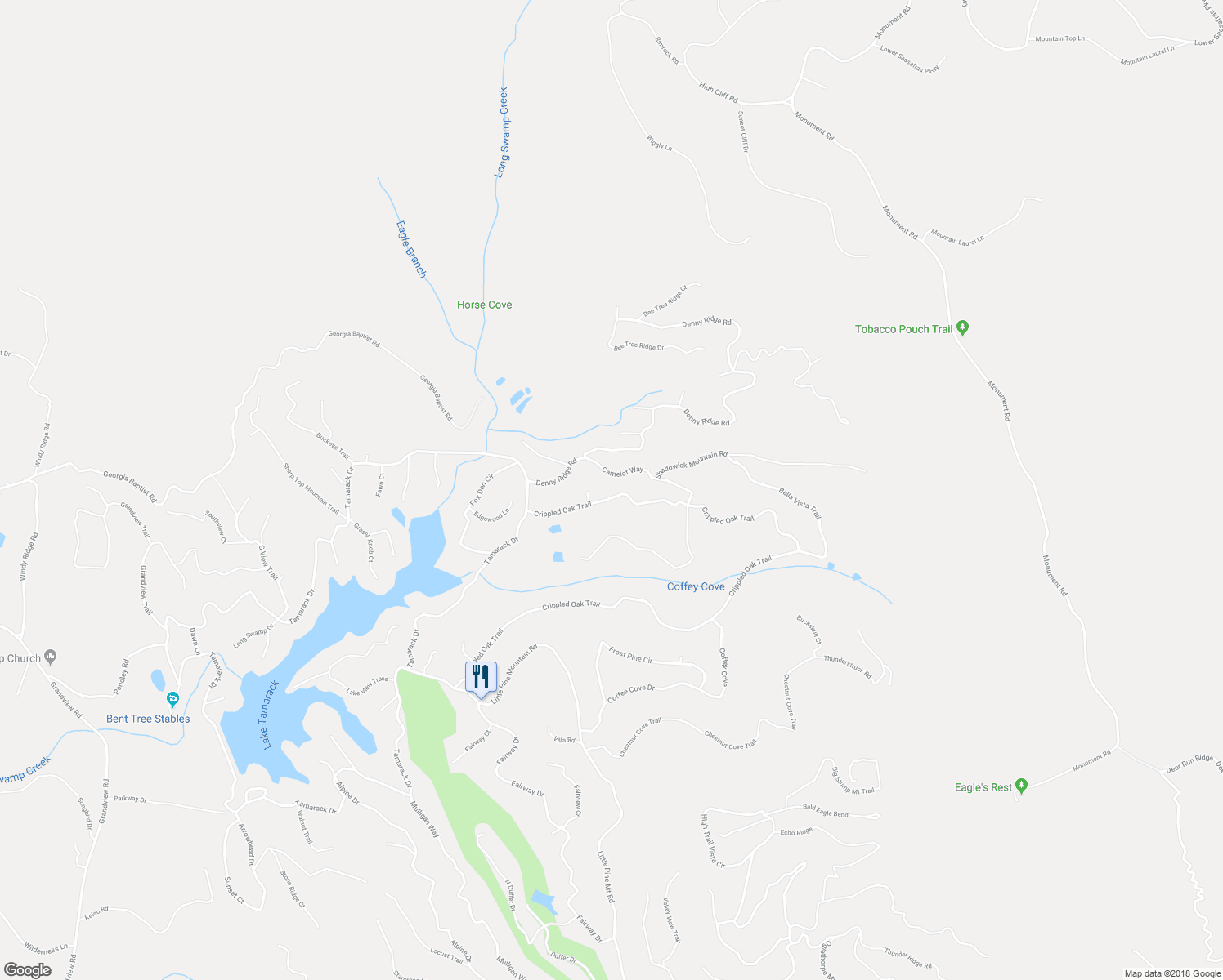 map of restaurants, bars, coffee shops, grocery stores, and more near 2006 Crippled Oak Trail in Jasper