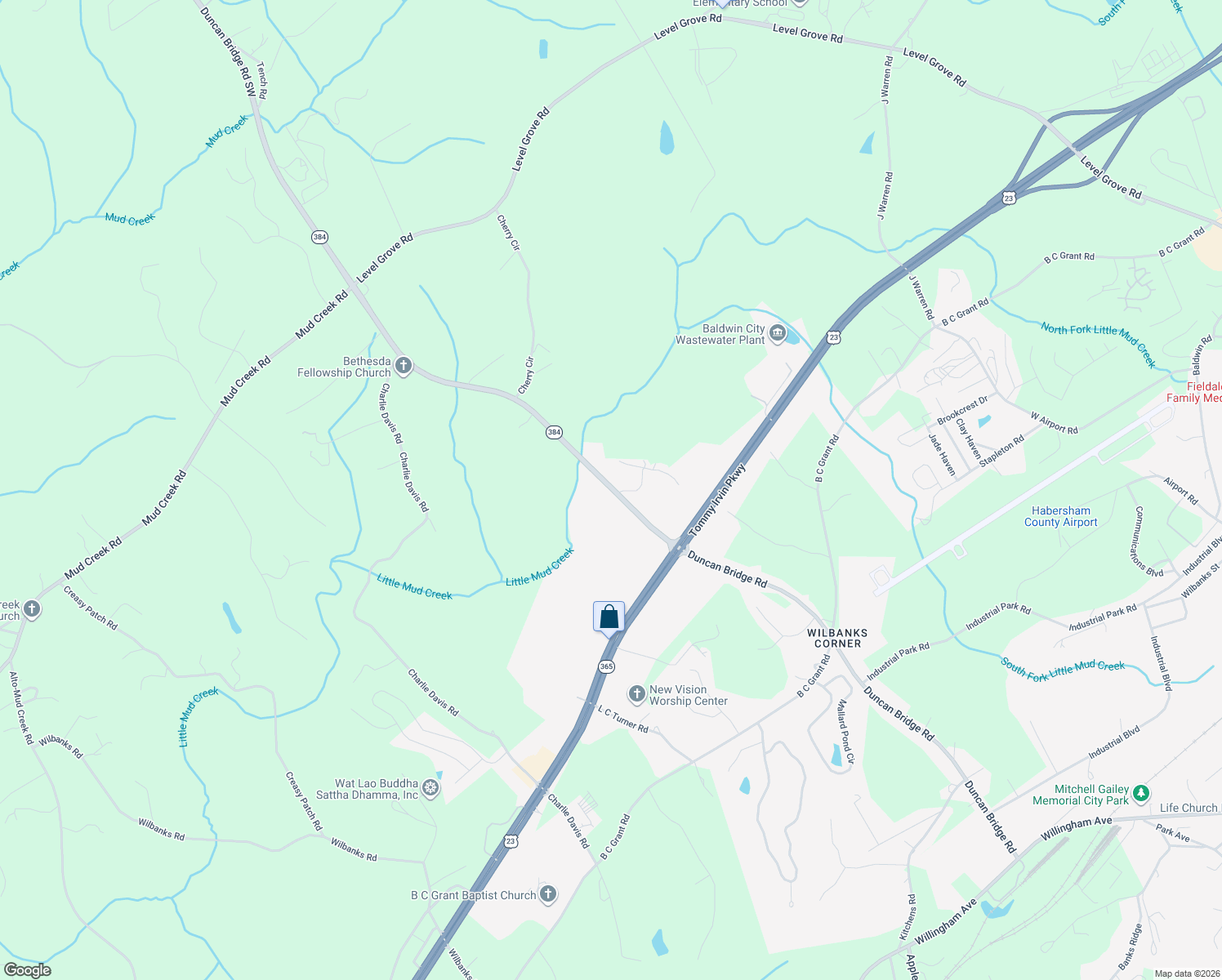 map of restaurants, bars, coffee shops, grocery stores, and more near 275 Hubert Harris in Cornelia