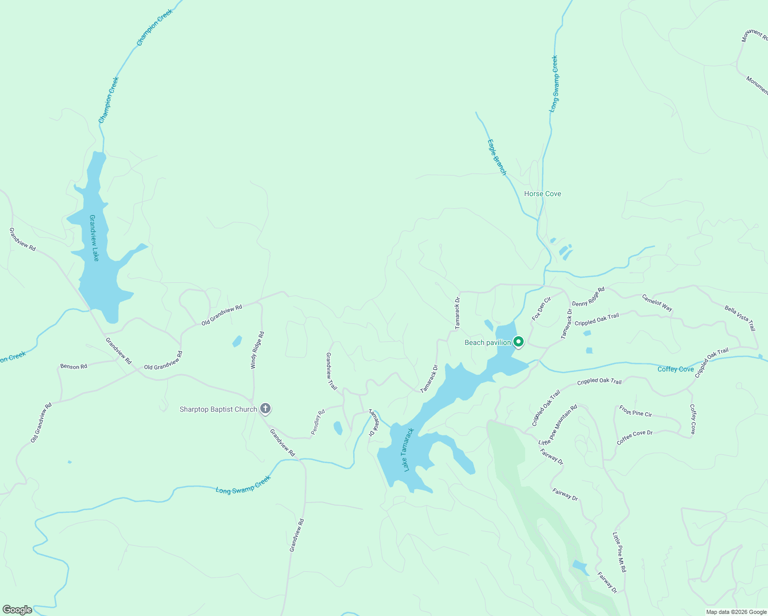 map of restaurants, bars, coffee shops, grocery stores, and more near 176 South View Trail in Jasper