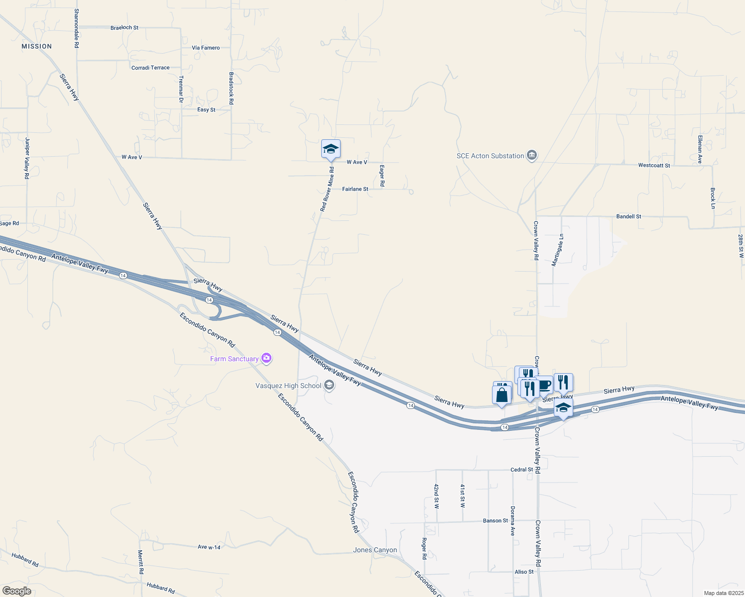 map of restaurants, bars, coffee shops, grocery stores, and more near Hypotenuse Road in Acton