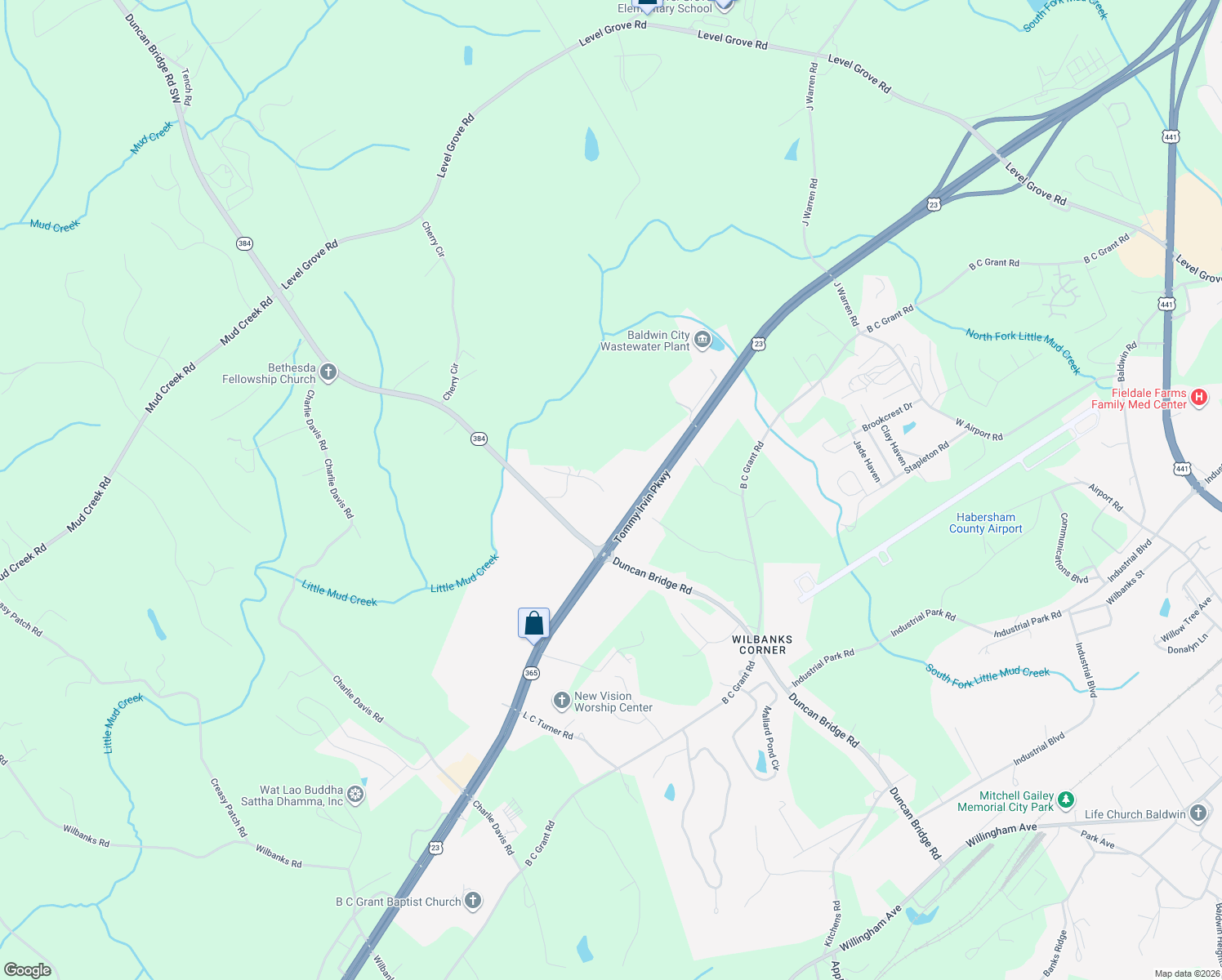 map of restaurants, bars, coffee shops, grocery stores, and more near in Baldwin