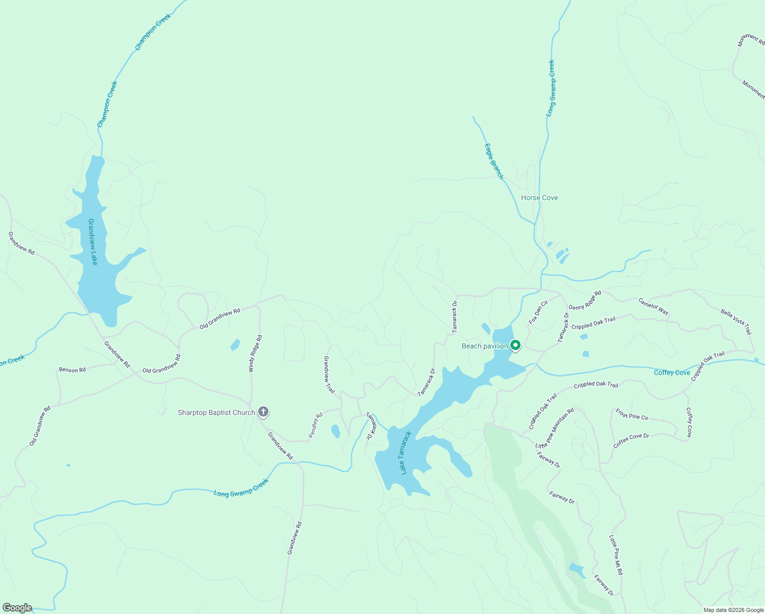 map of restaurants, bars, coffee shops, grocery stores, and more near 176 South View Trail in Jasper