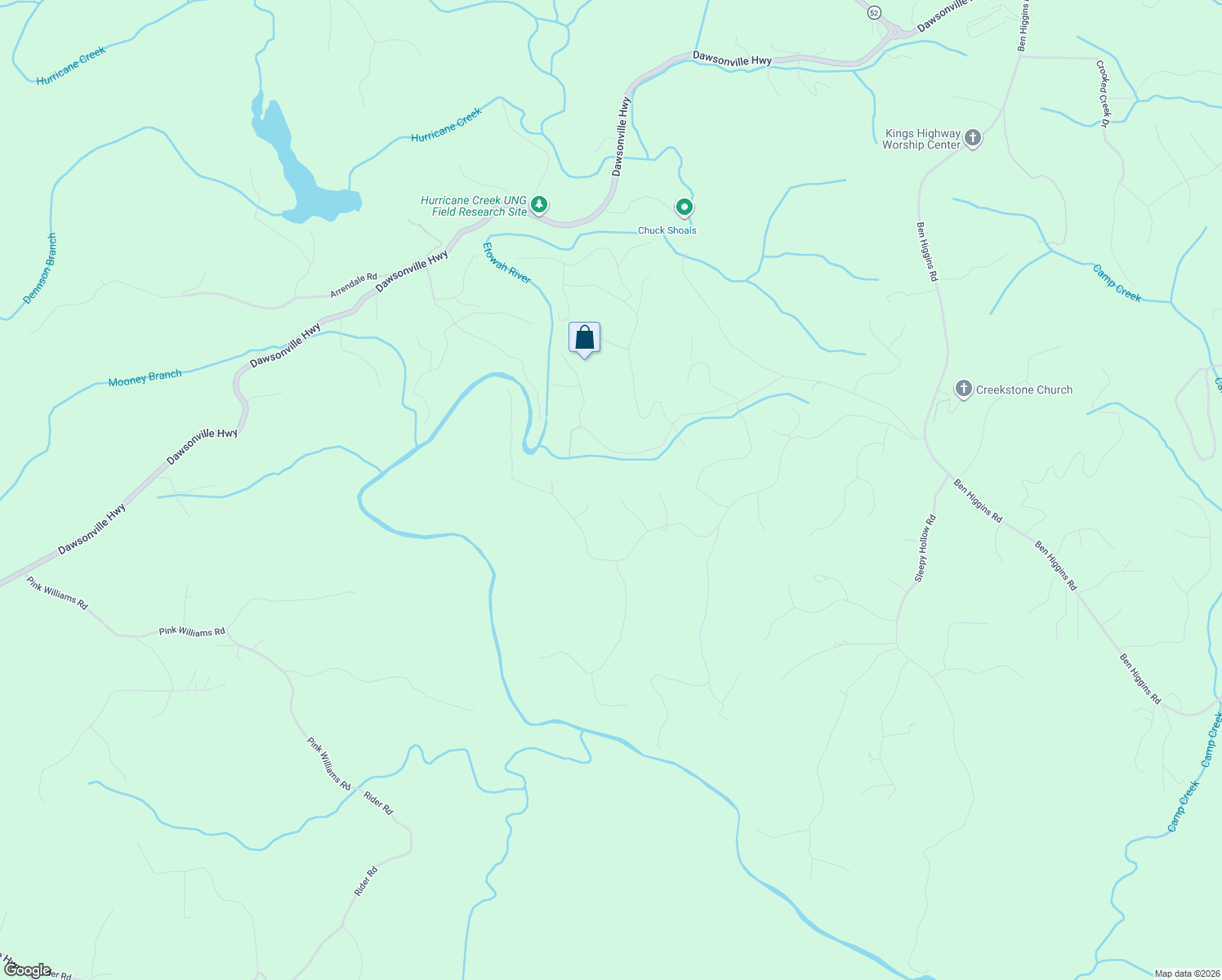 map of restaurants, bars, coffee shops, grocery stores, and more near 123 Cascade Dr in Dahlonega