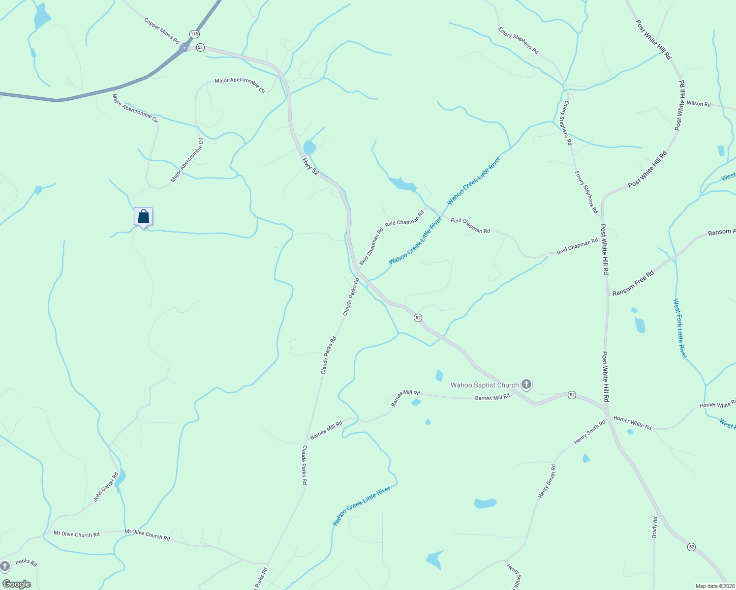 map of restaurants, bars, coffee shops, grocery stores, and more near 115 Claude Parks Road in Murrayville