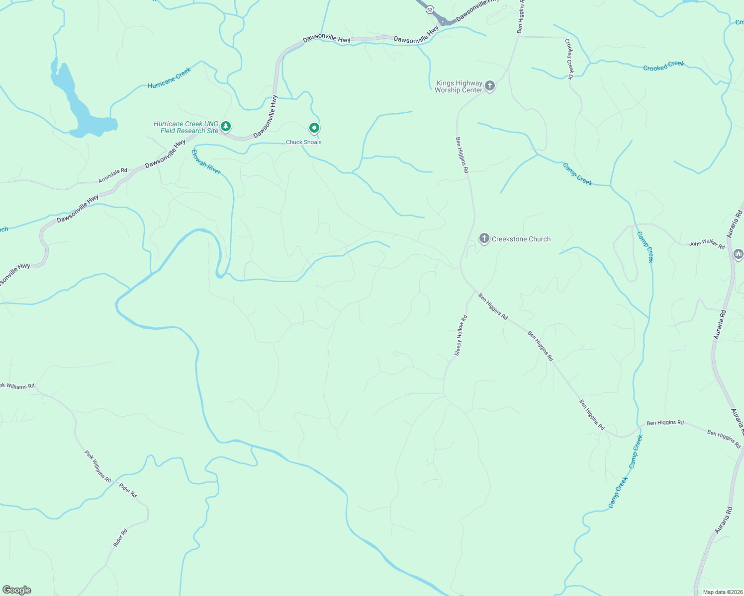 map of restaurants, bars, coffee shops, grocery stores, and more near 29 Maple Ridge Road in Dahlonega