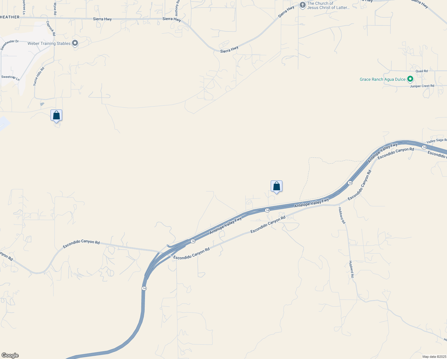 map of restaurants, bars, coffee shops, grocery stores, and more near Valley Sage Road in Agua Dulce