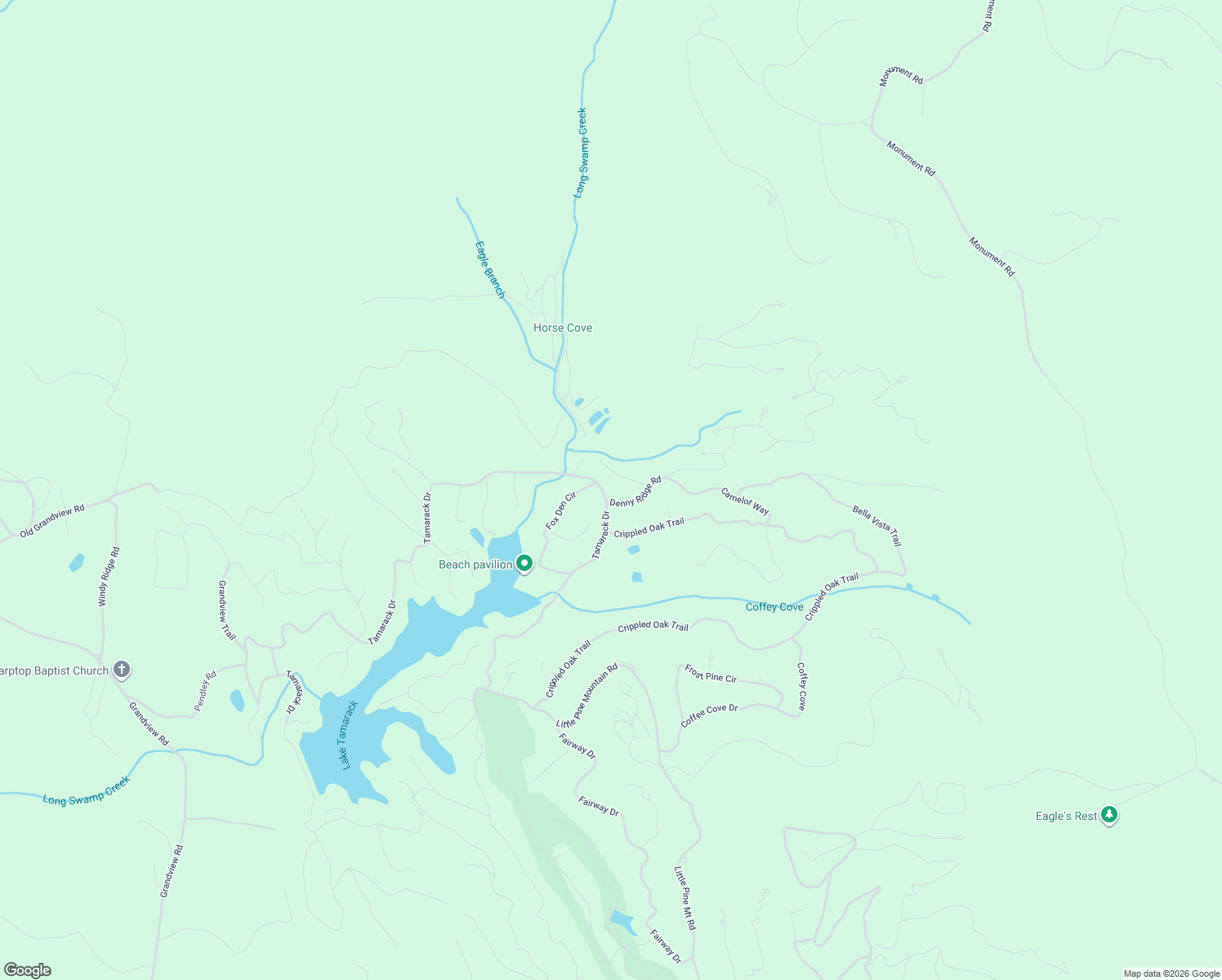 map of restaurants, bars, coffee shops, grocery stores, and more near 99 Crooked Creek Trce in Jasper