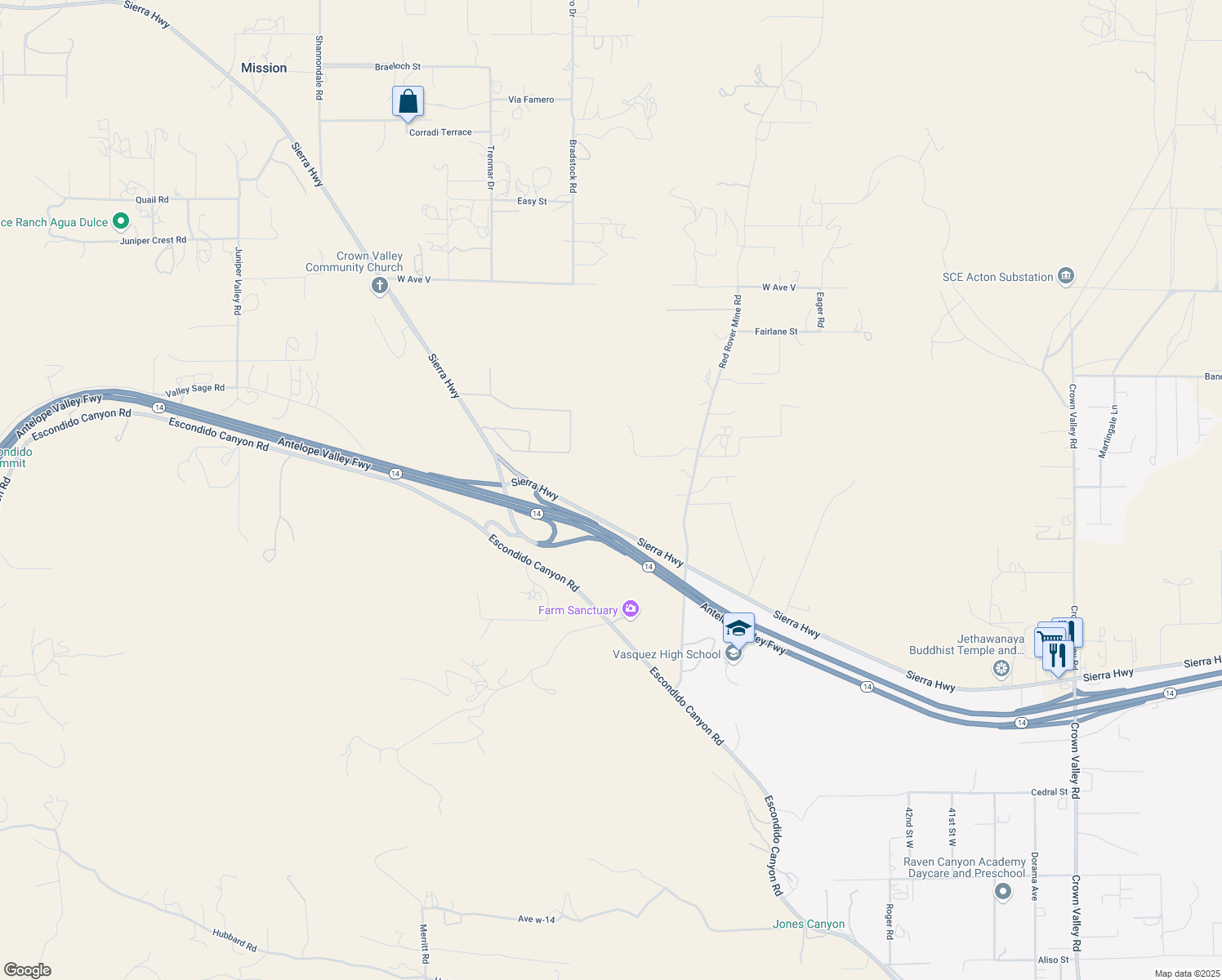 map of restaurants, bars, coffee shops, grocery stores, and more near Ward Road in Acton