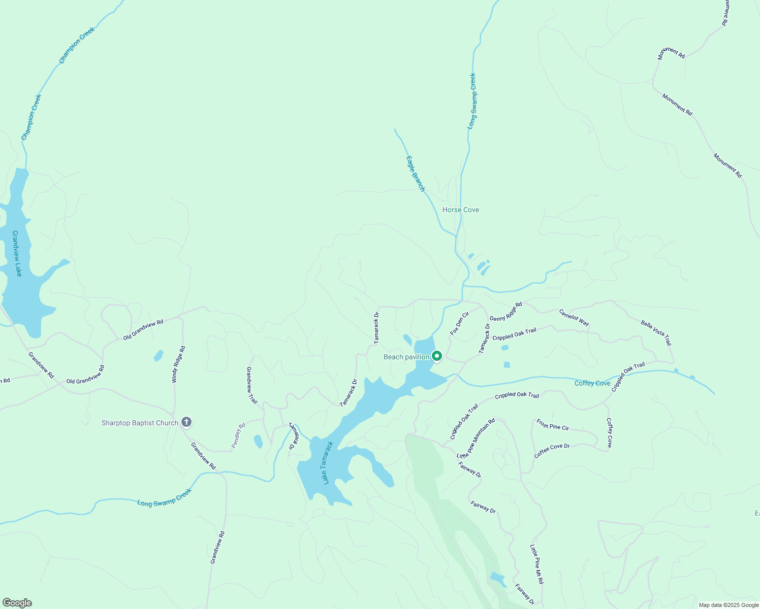 map of restaurants, bars, coffee shops, grocery stores, and more near 6 Buckeye Trail in Jasper