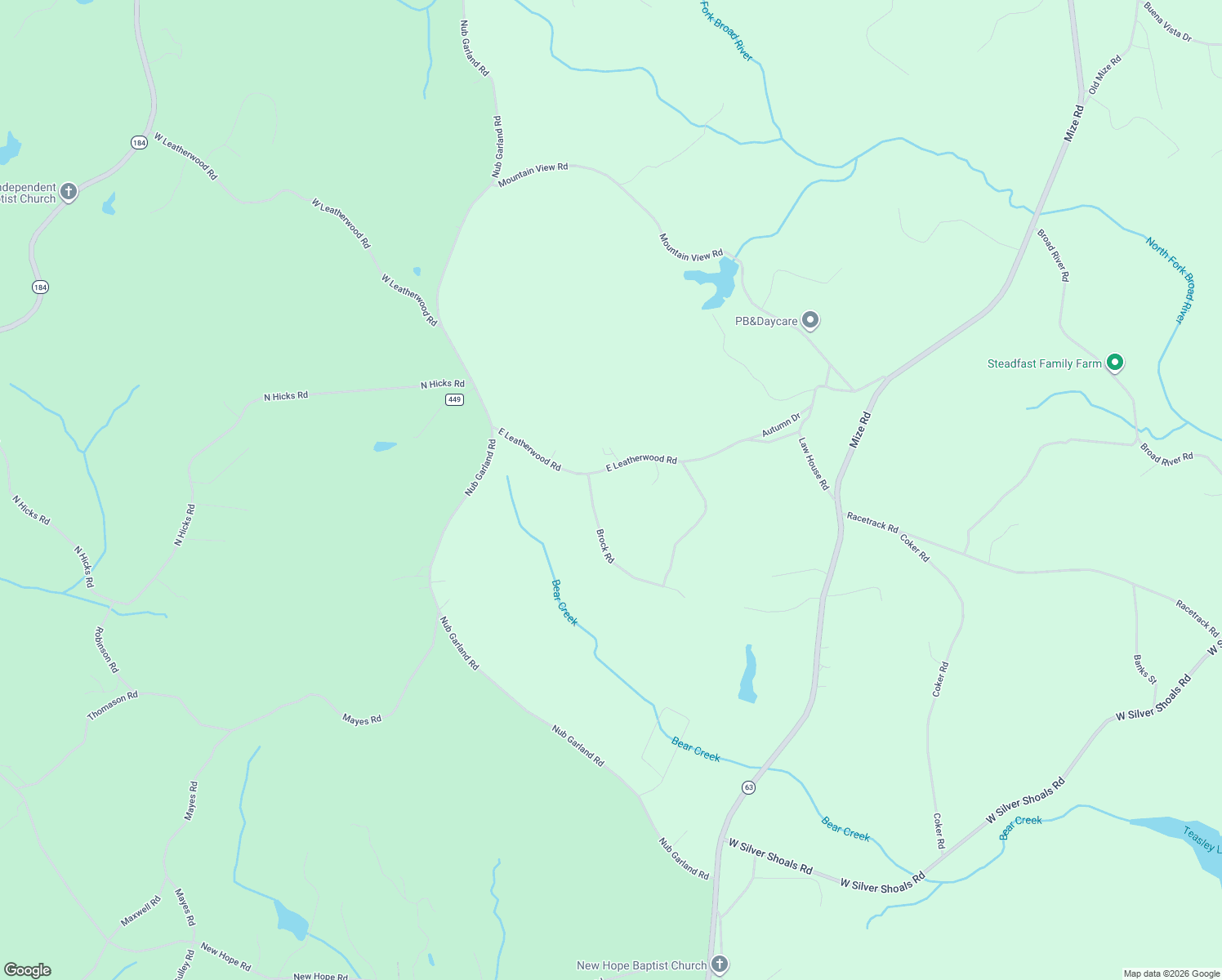 map of restaurants, bars, coffee shops, grocery stores, and more near 35 Brock Road in Toccoa