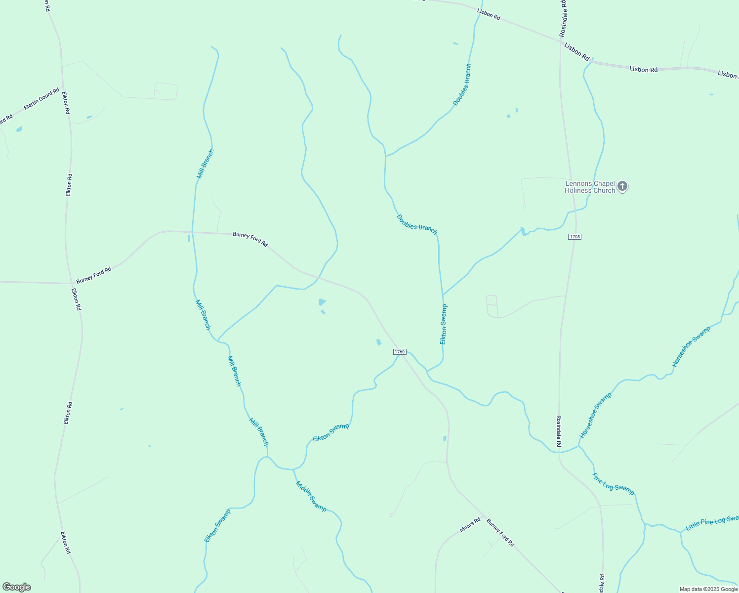 map of restaurants, bars, coffee shops, grocery stores, and more near 4837 Burney Ford Road in Clarkton