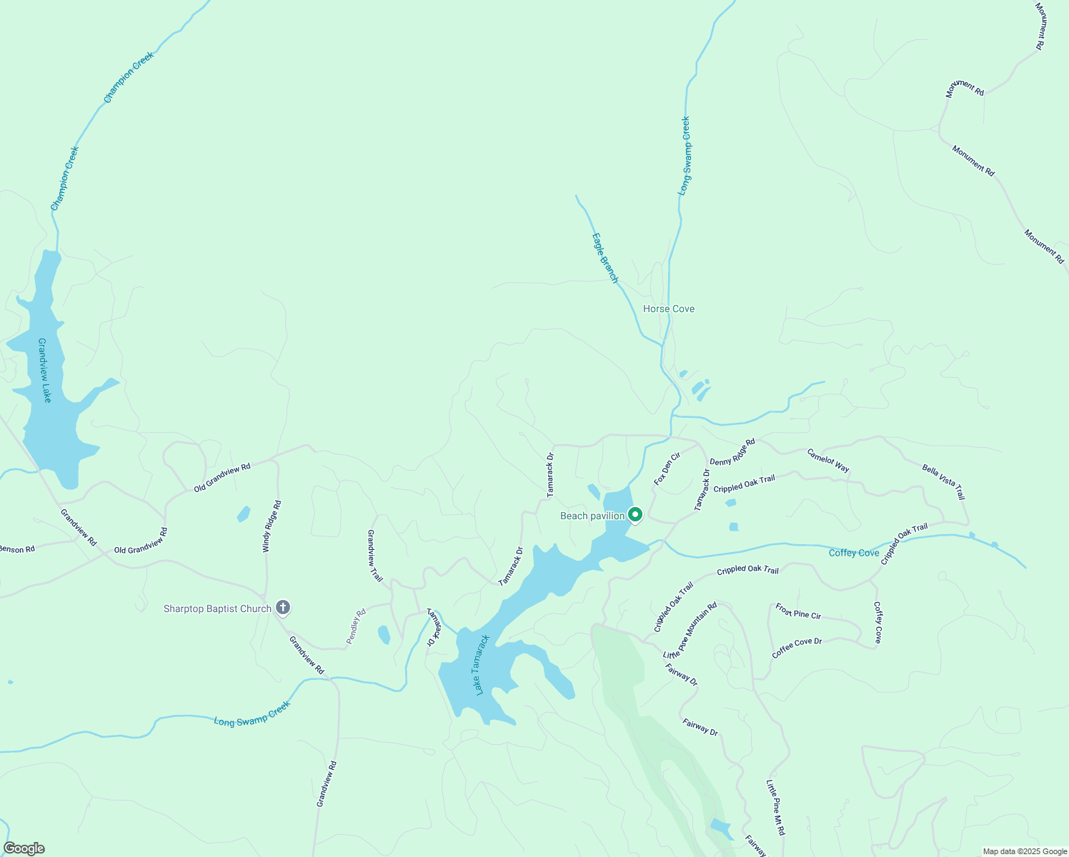 map of restaurants, bars, coffee shops, grocery stores, and more near 6 Buckeye Trail in Jasper