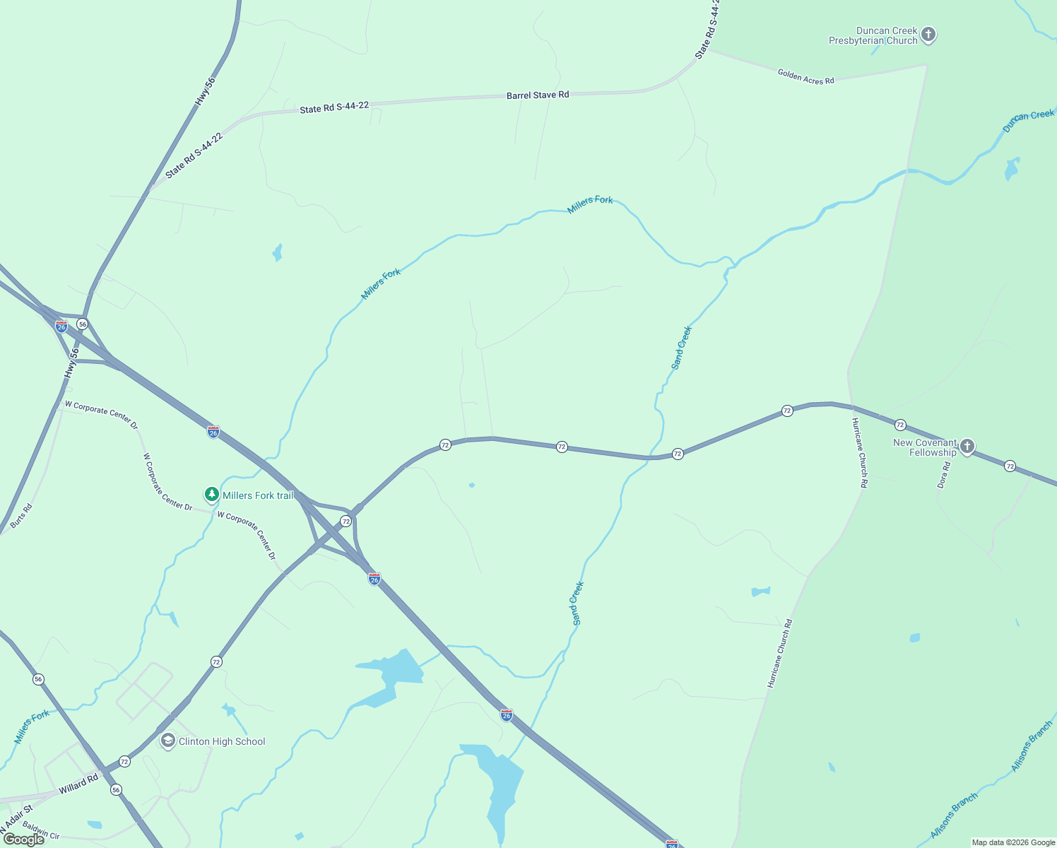 map of restaurants, bars, coffee shops, grocery stores, and more near 19909 South Carolina 72 in Clinton