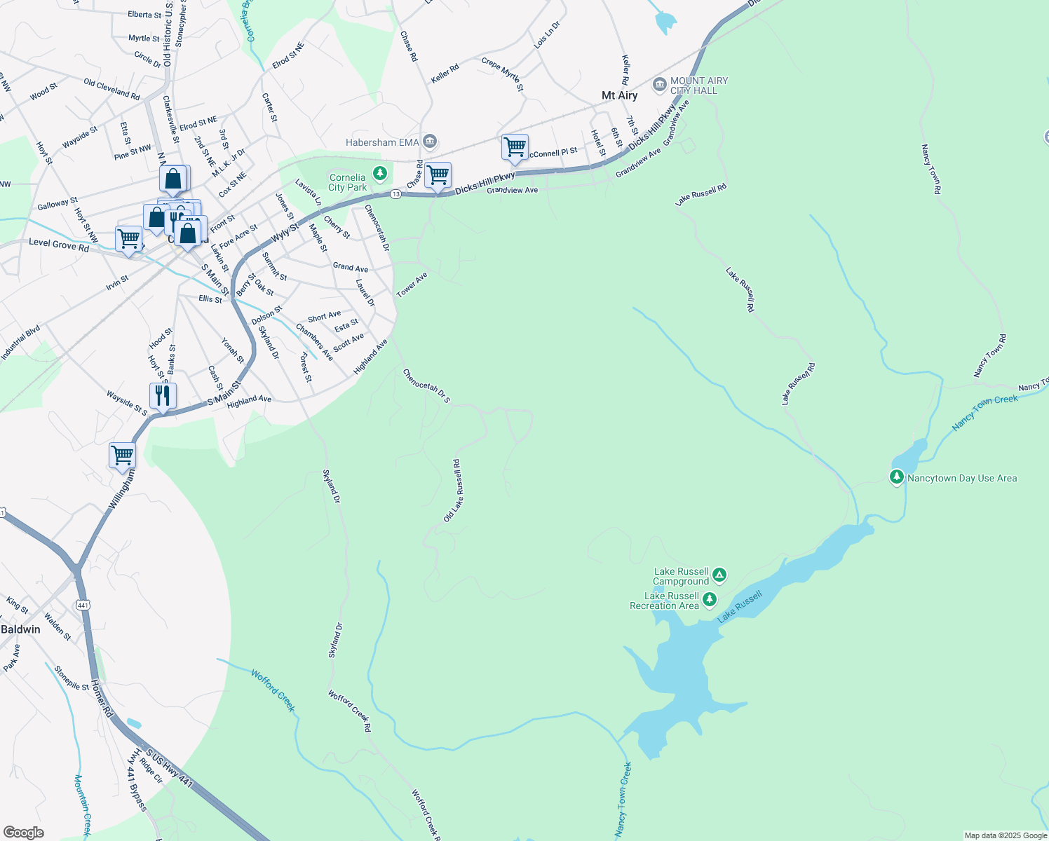 map of restaurants, bars, coffee shops, grocery stores, and more near in Cornelia