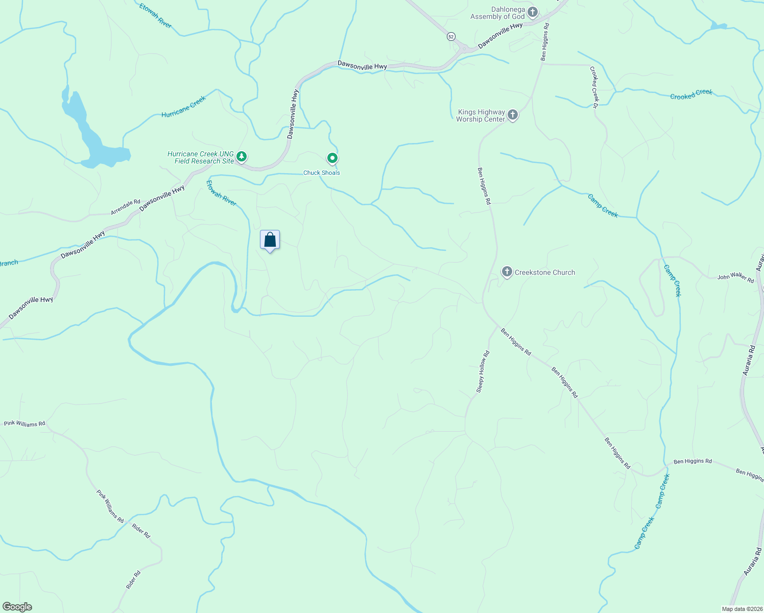 map of restaurants, bars, coffee shops, grocery stores, and more near 255 Misty Hollow Drive in Dahlonega