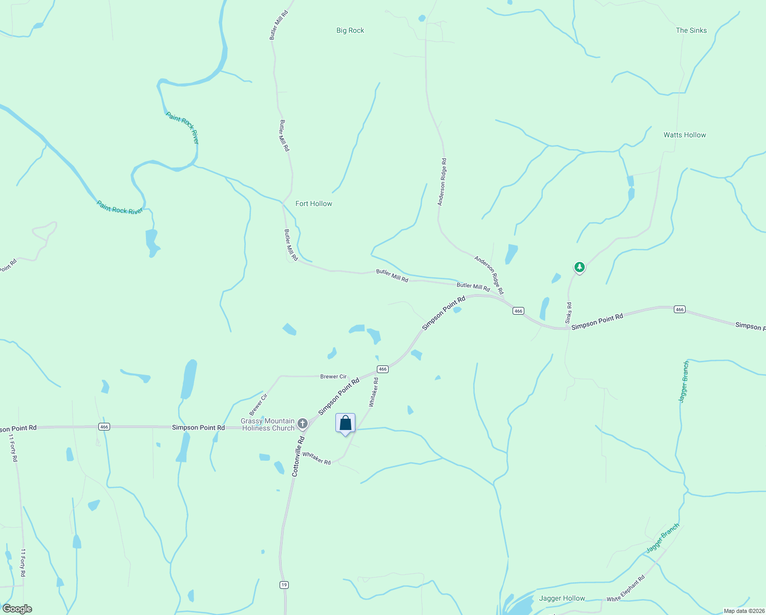 map of restaurants, bars, coffee shops, grocery stores, and more near 244 Cherokee Ridge Road in Grant