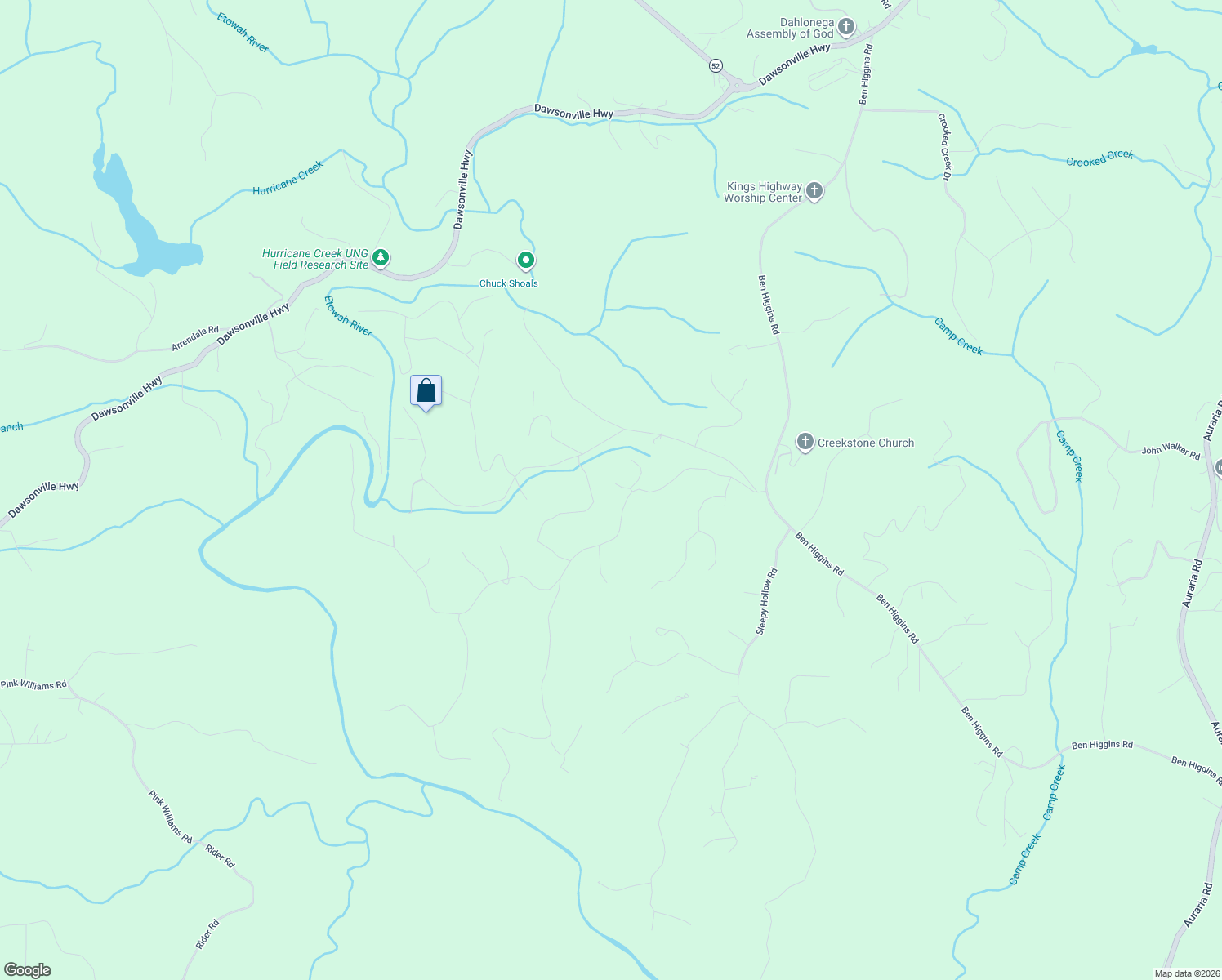 map of restaurants, bars, coffee shops, grocery stores, and more near 255 Misty Hollow Drive in Dahlonega