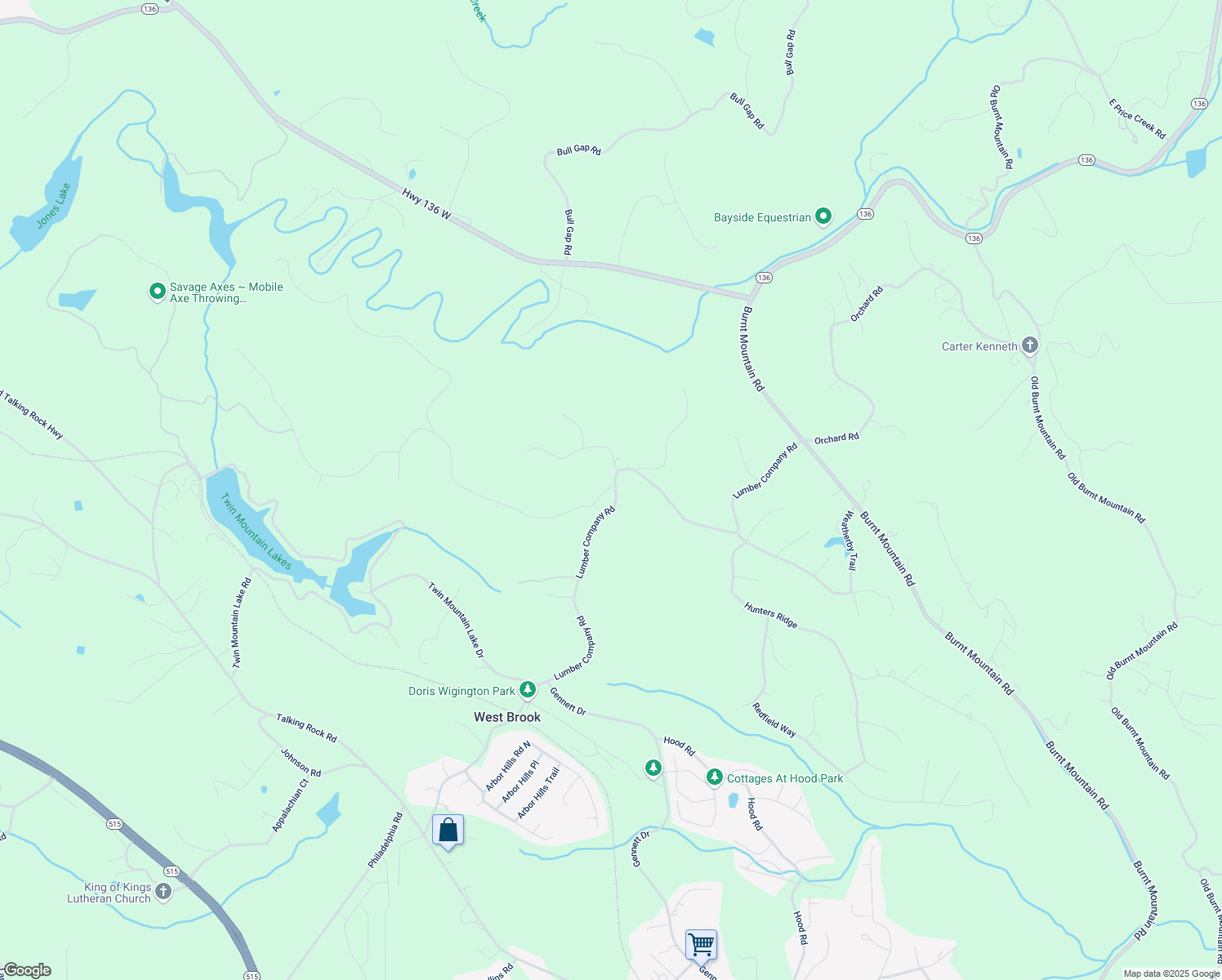map of restaurants, bars, coffee shops, grocery stores, and more near 13 Greystone Road in Talking Rock