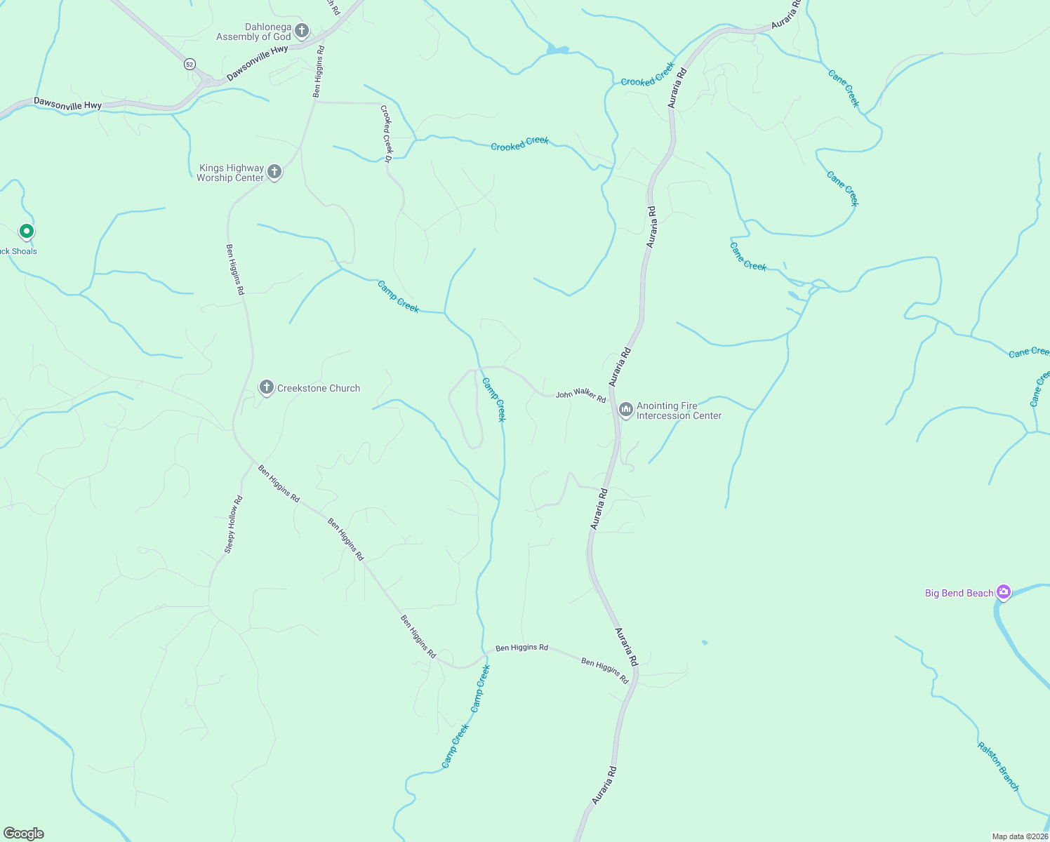 map of restaurants, bars, coffee shops, grocery stores, and more near 62 Crawfords Way in Dahlonega