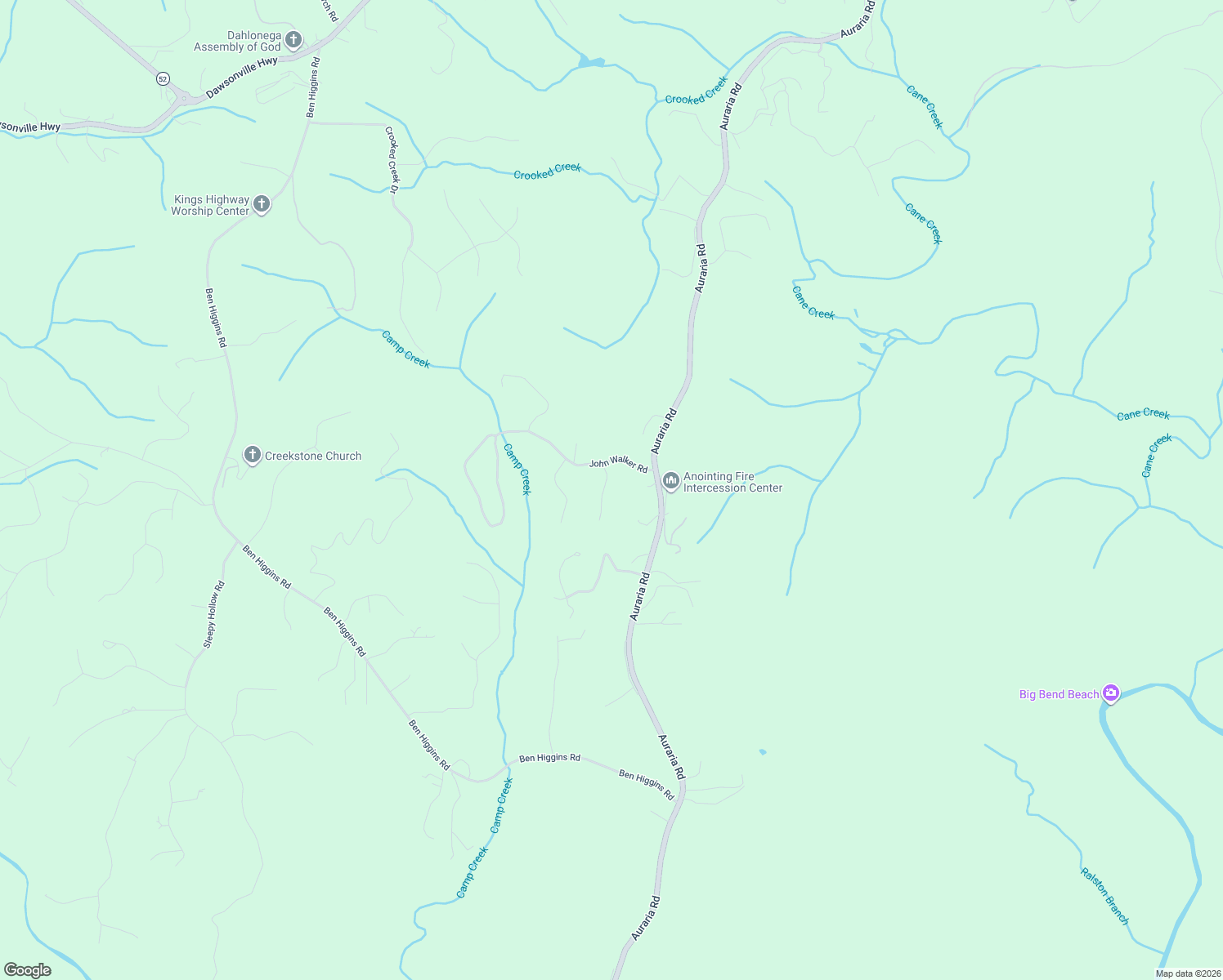 map of restaurants, bars, coffee shops, grocery stores, and more near 93 Walkabout Way in Dahlonega