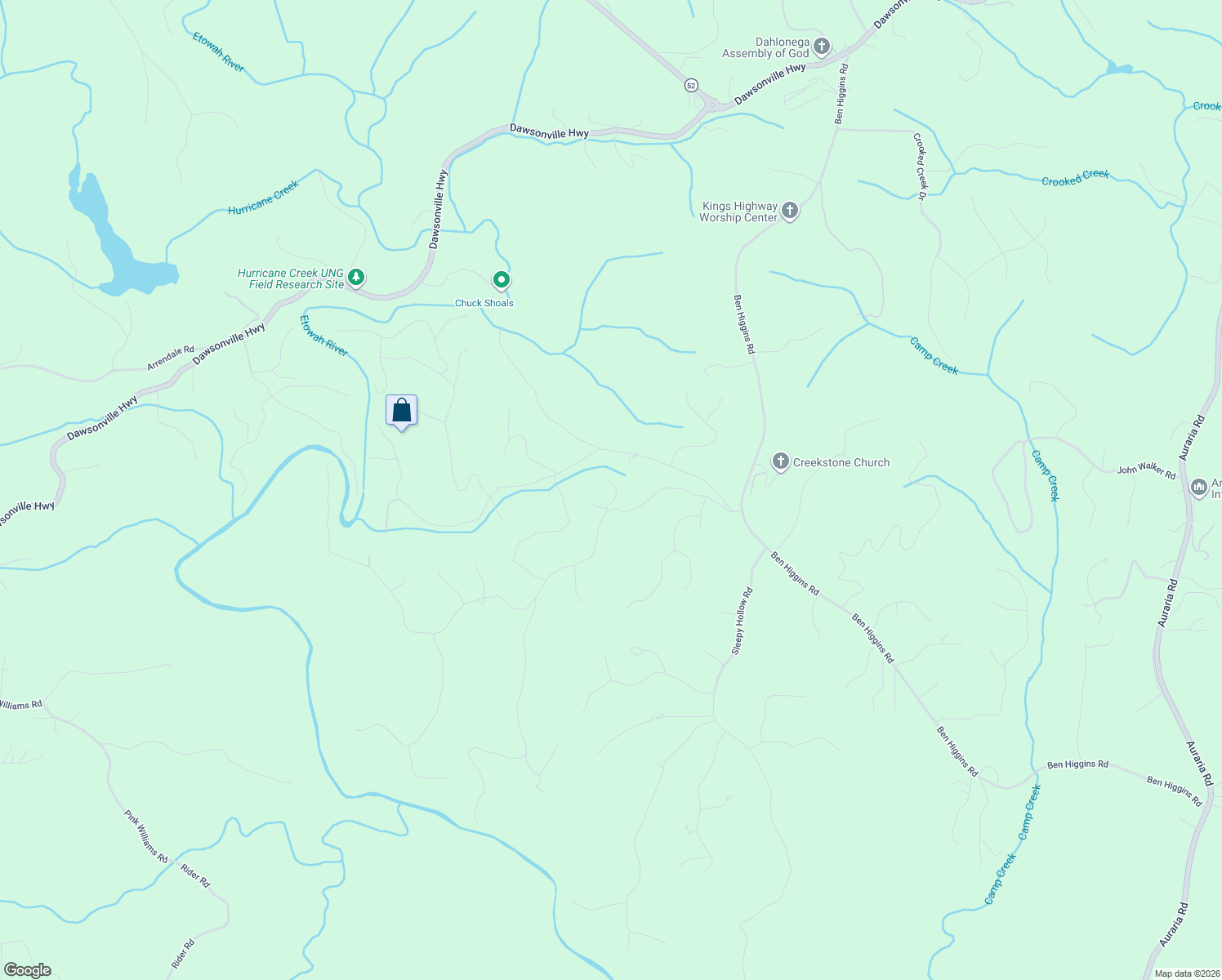 map of restaurants, bars, coffee shops, grocery stores, and more near 85 Misty Hollow Drive in Dahlonega