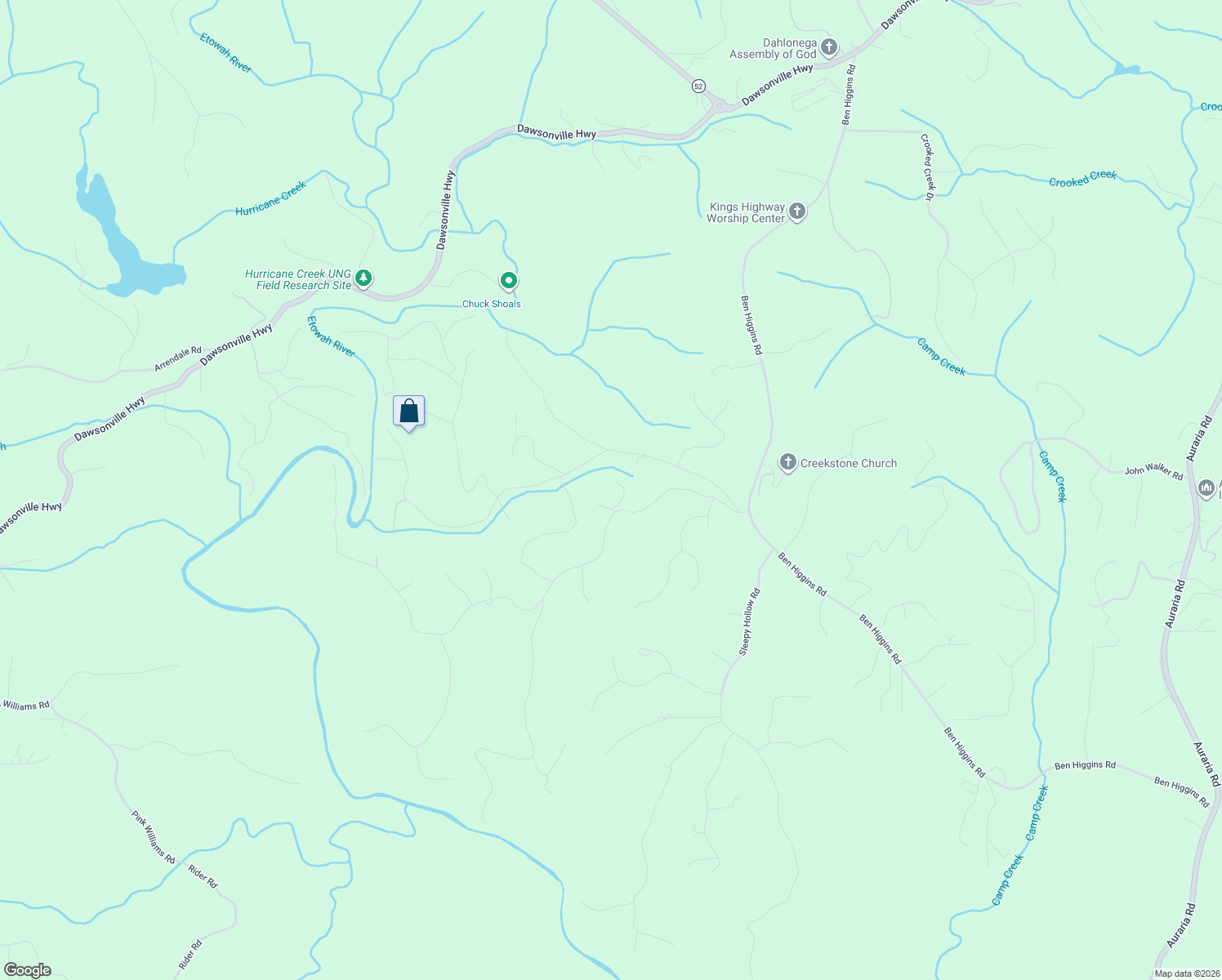 map of restaurants, bars, coffee shops, grocery stores, and more near 85 Misty Hollow Drive in Dahlonega