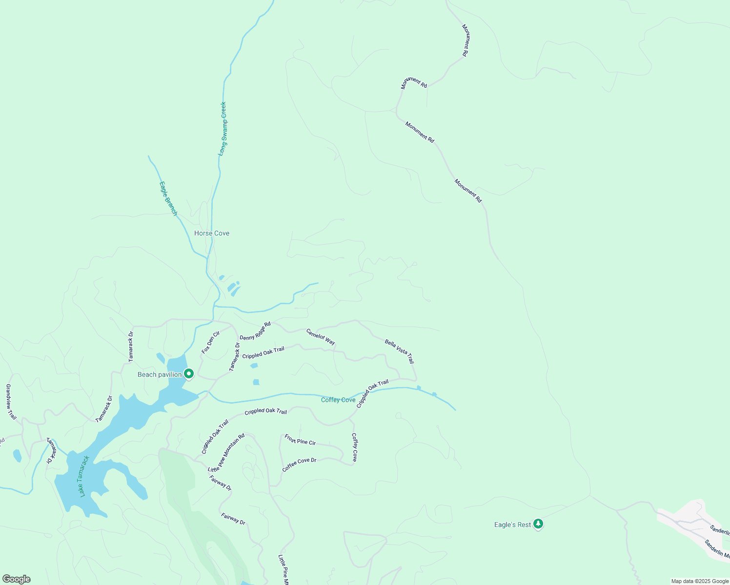 map of restaurants, bars, coffee shops, grocery stores, and more near 0 Denny Ridge Road in Jasper