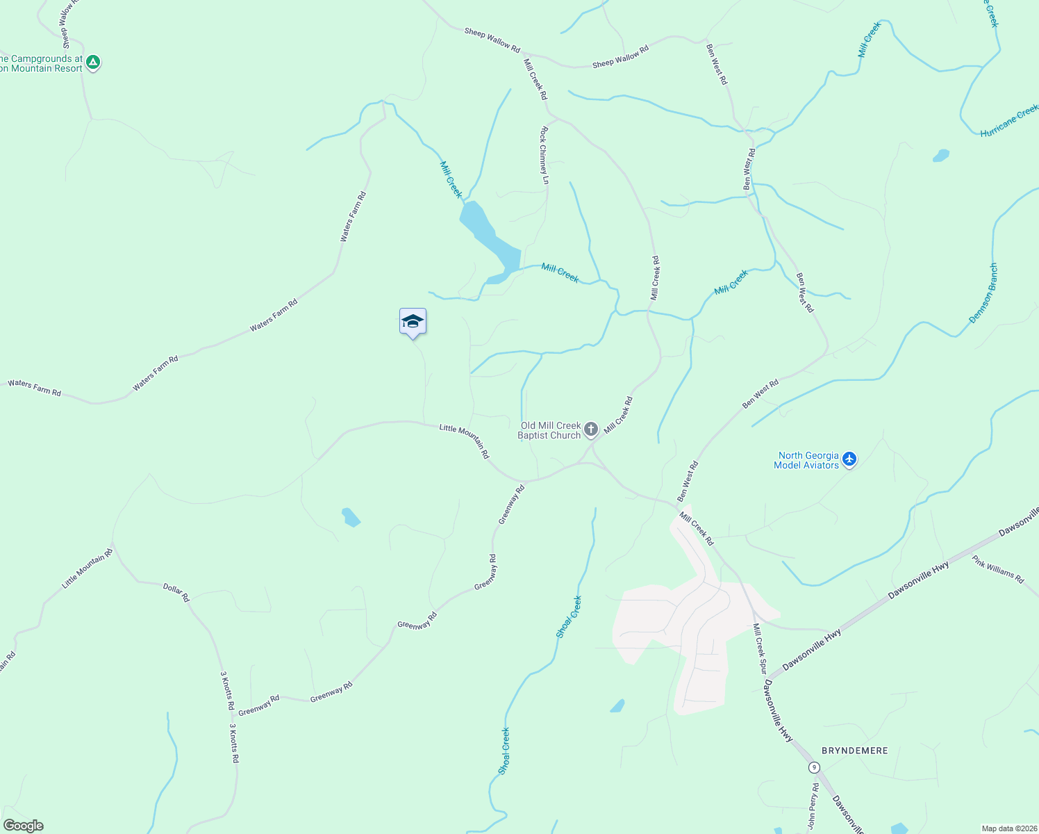 map of restaurants, bars, coffee shops, grocery stores, and more near 141 Oak Ridge Drive in Dawsonville