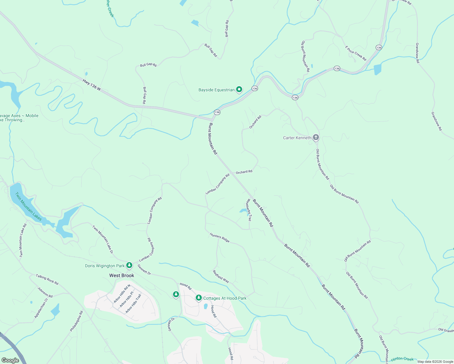 map of restaurants, bars, coffee shops, grocery stores, and more near 2126 Lumber Company Road in Talking Rock